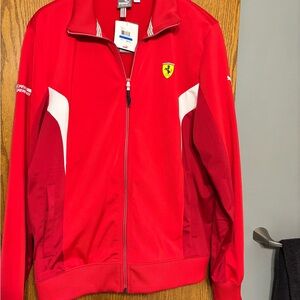 Puma Red Track Jacket with Green & White Trim